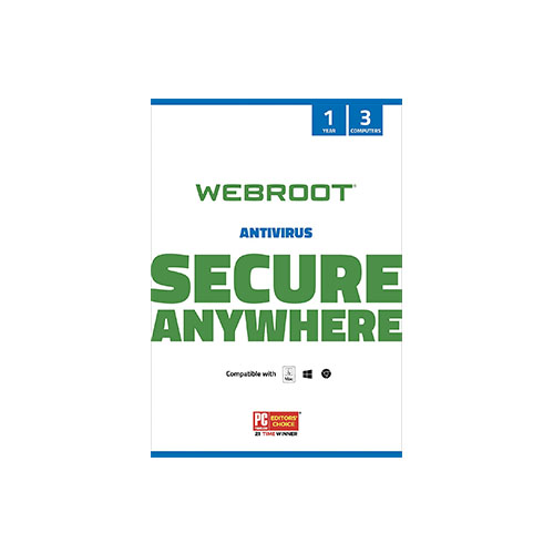 Webroot Antivirus Protection and Internet Security Software – 3 Device, 1 Year Subscription
