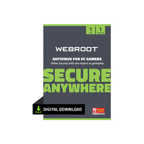 Webroot Antivirus for PC Gamers – 1 Device, Includes System Optimizer, 1 Year (PC Download)